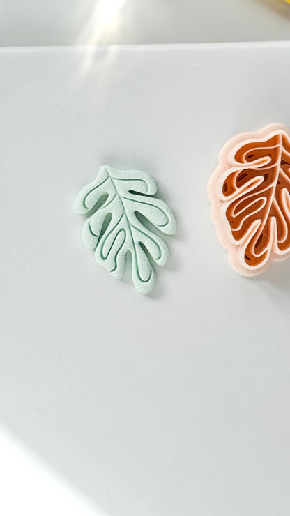 Soft Monstera Clay Cutter: Organic Leaf Line Design
