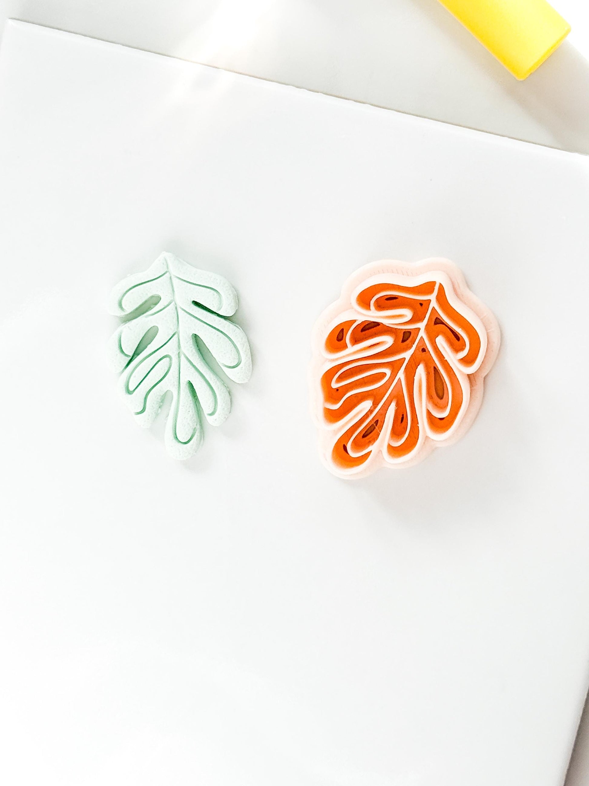 Soft Monstera Clay Cutter: Organic Leaf Line Design