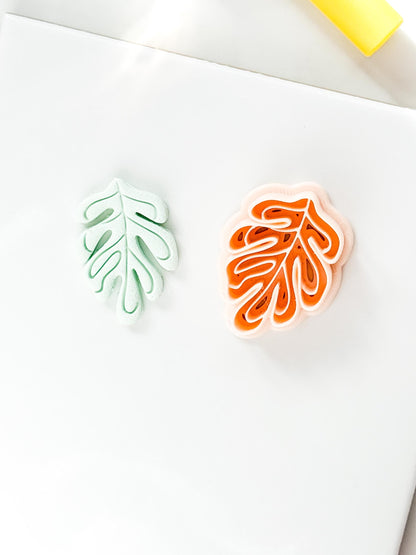 Soft Monstera Clay Cutter: Organic Leaf Line Design