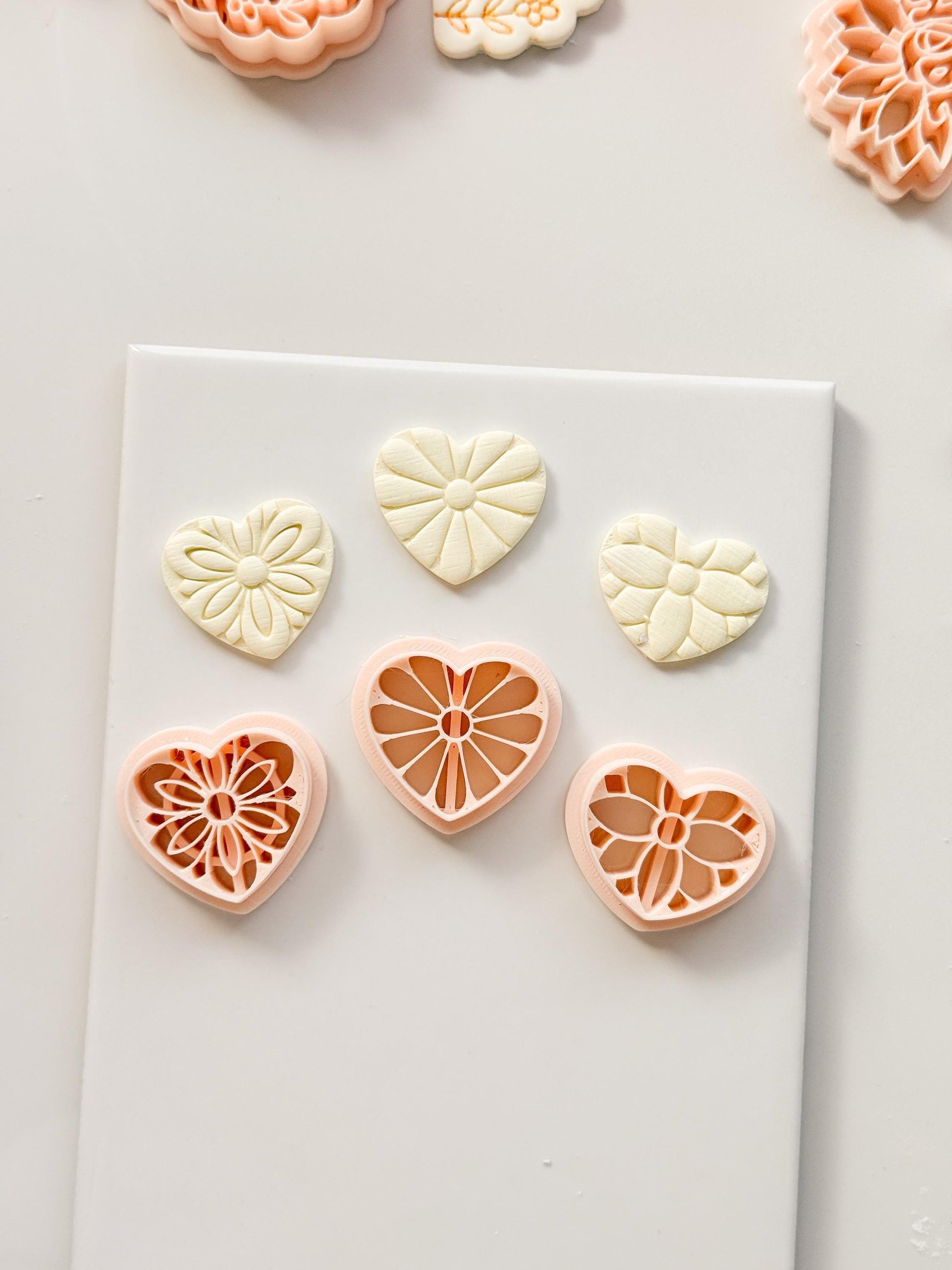 Floral Heart Medley Polymer Clay Cutter: Petal Heart Set