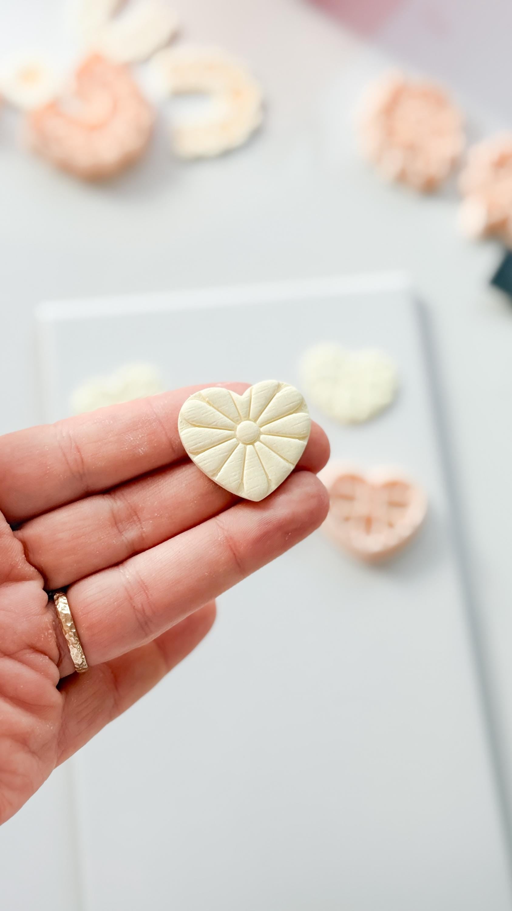 Floral Heart Medley Polymer Clay Cutter: Petal Heart Set