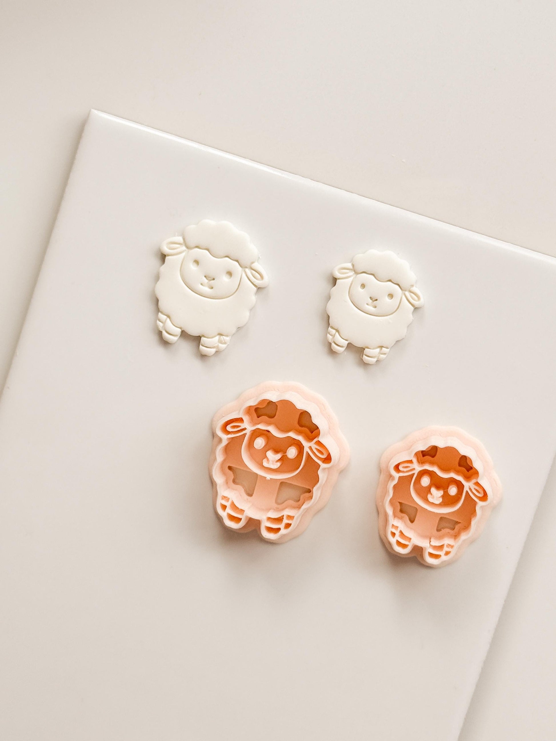 Spring Lamb Polymer Clay Cutter: Embossed Sheep Shape for Easter Earrings