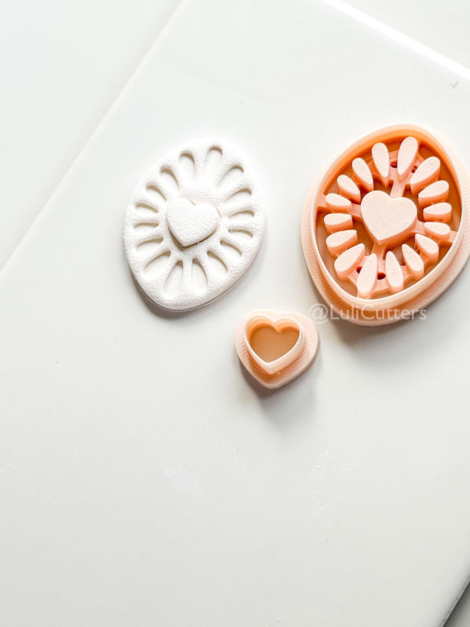 Haloheart Oval Polymer Clay Cutter: Radiant Heart Frame