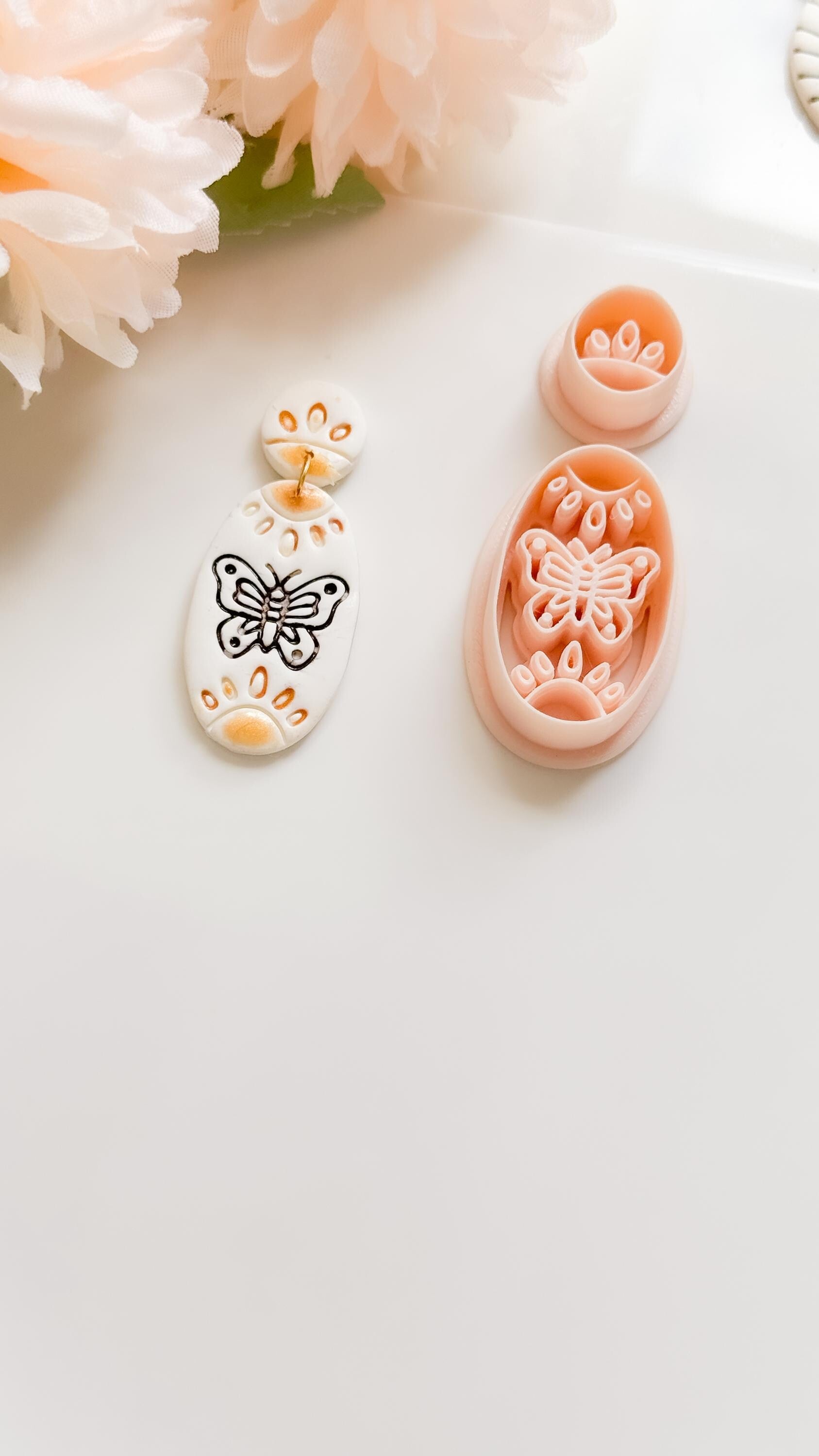 Meadow Wing Polymer Clay Cutter: Butterfly Floral Oval Embosser