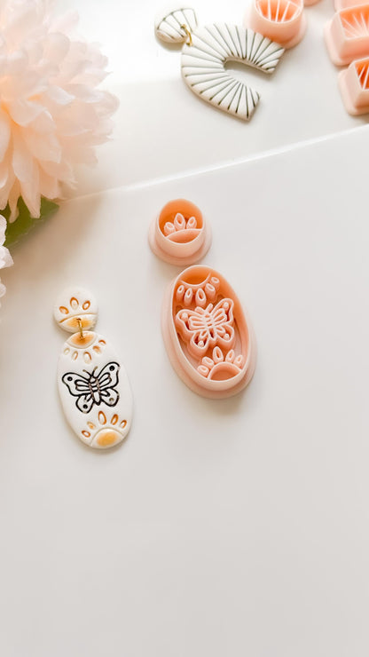 Meadow Wing Polymer Clay Cutter: Butterfly Floral Oval Embosser