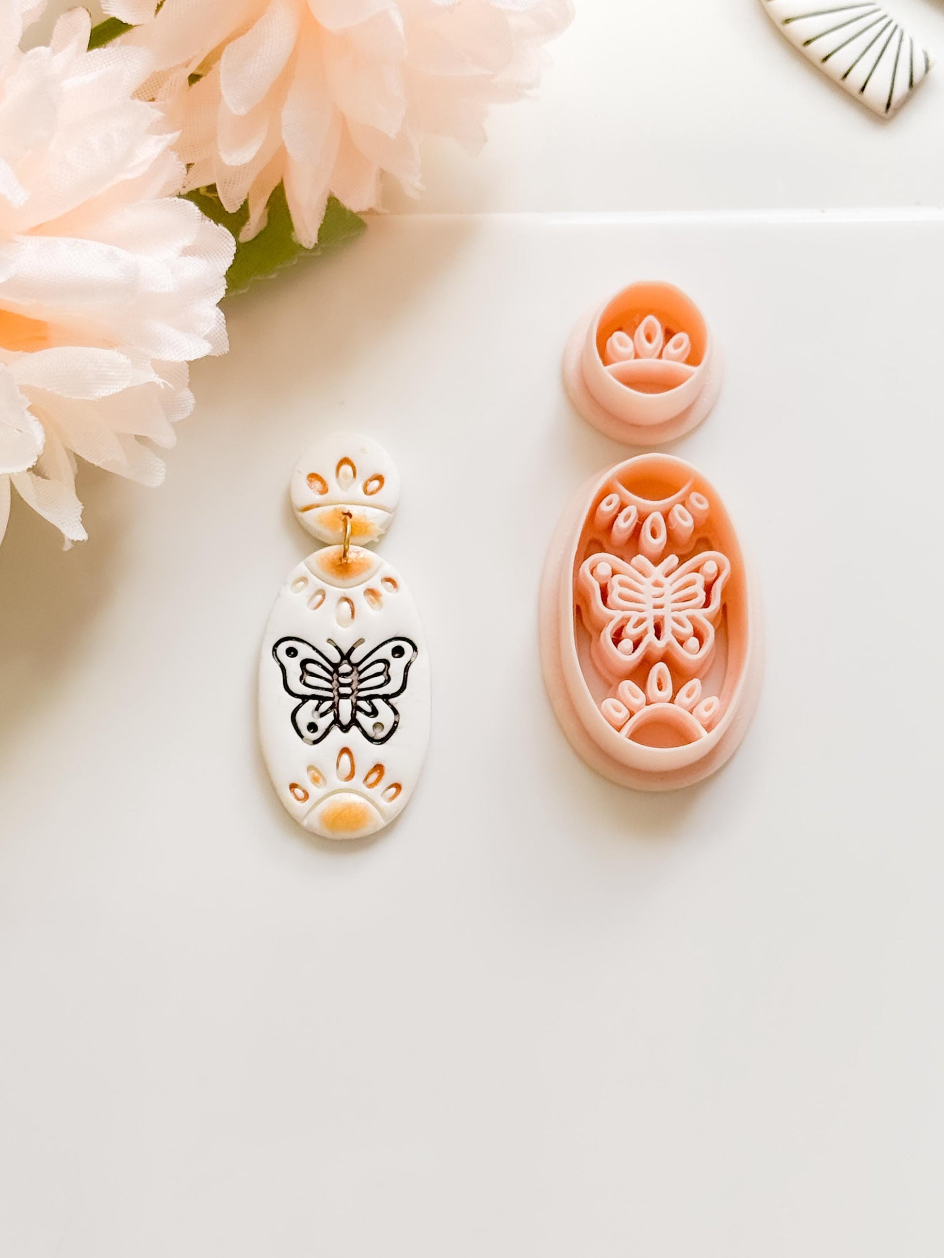 Meadow Wing Polymer Clay Cutter: Butterfly Floral Oval Embosser