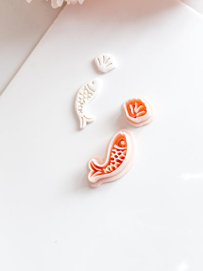 Fishy Set Polymer Clay Cutter: Aquatic Marine Embosser Kit