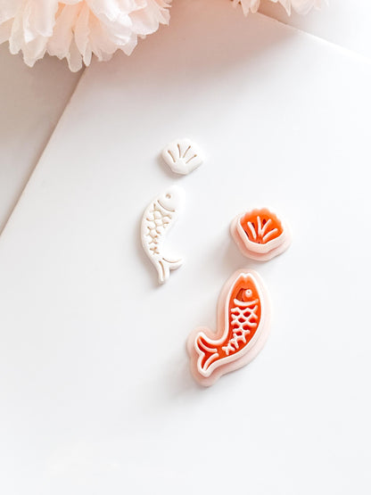 Fishy Set Polymer Clay Cutter: Aquatic Marine Embosser Kit