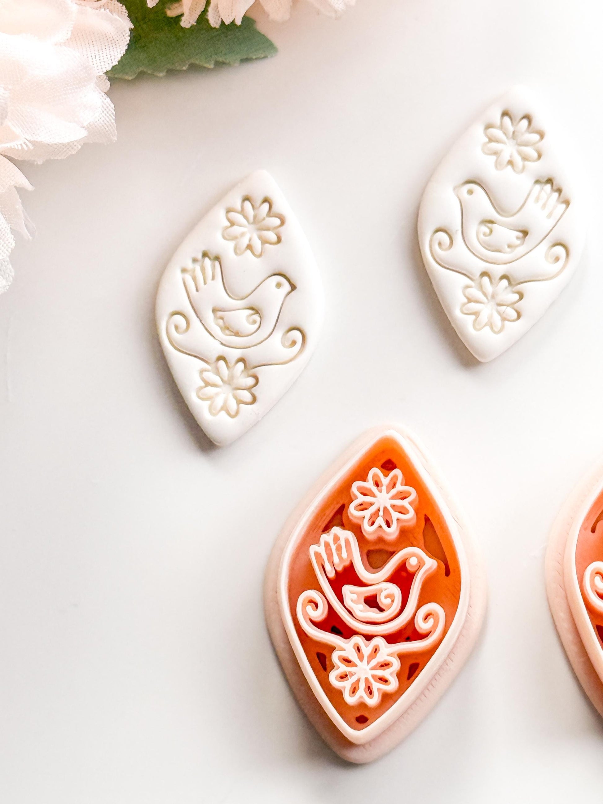 Tia Bird Polymer Clay Cutter: Folk Art Songbird Embosser