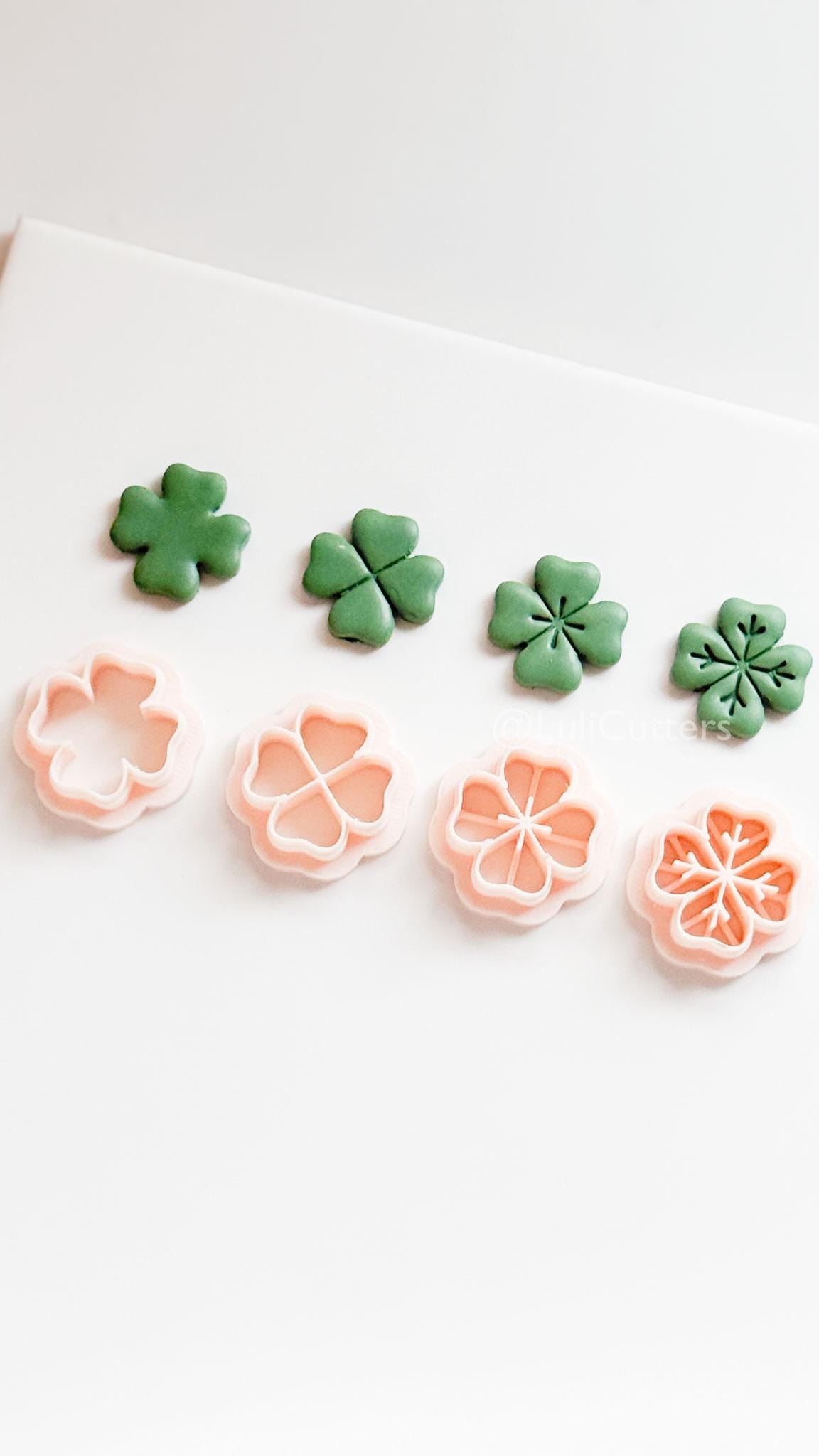 Four Leaf Clover Polymer Clay Cutters: 4 Detail Styles