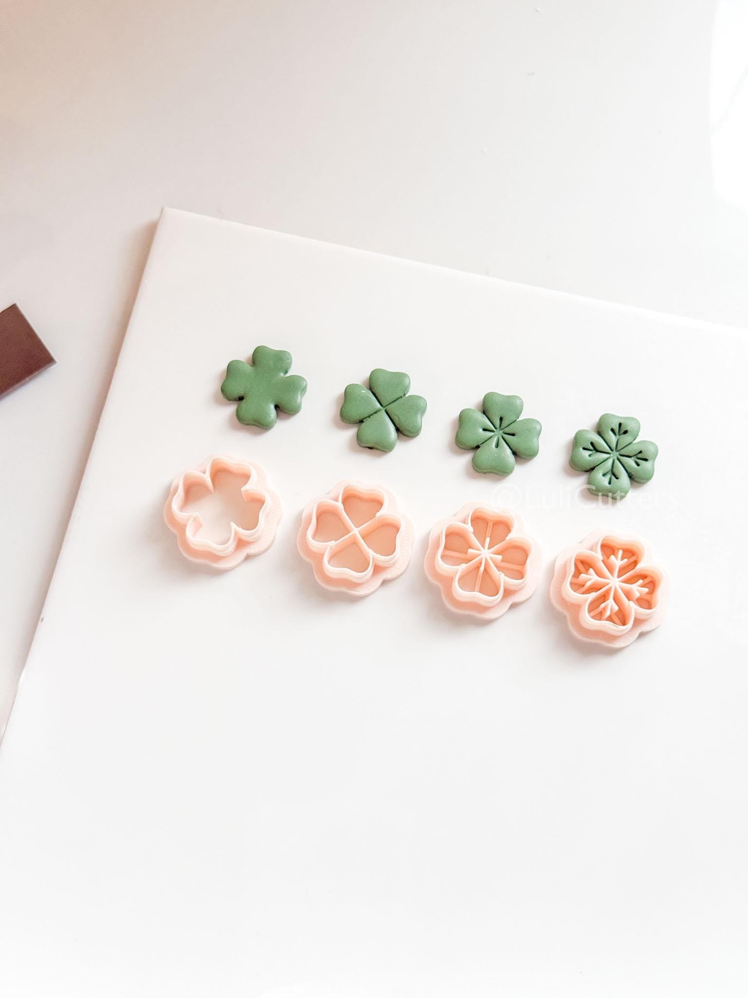 Four Leaf Clover Polymer Clay Cutters: 4 Detail Styles