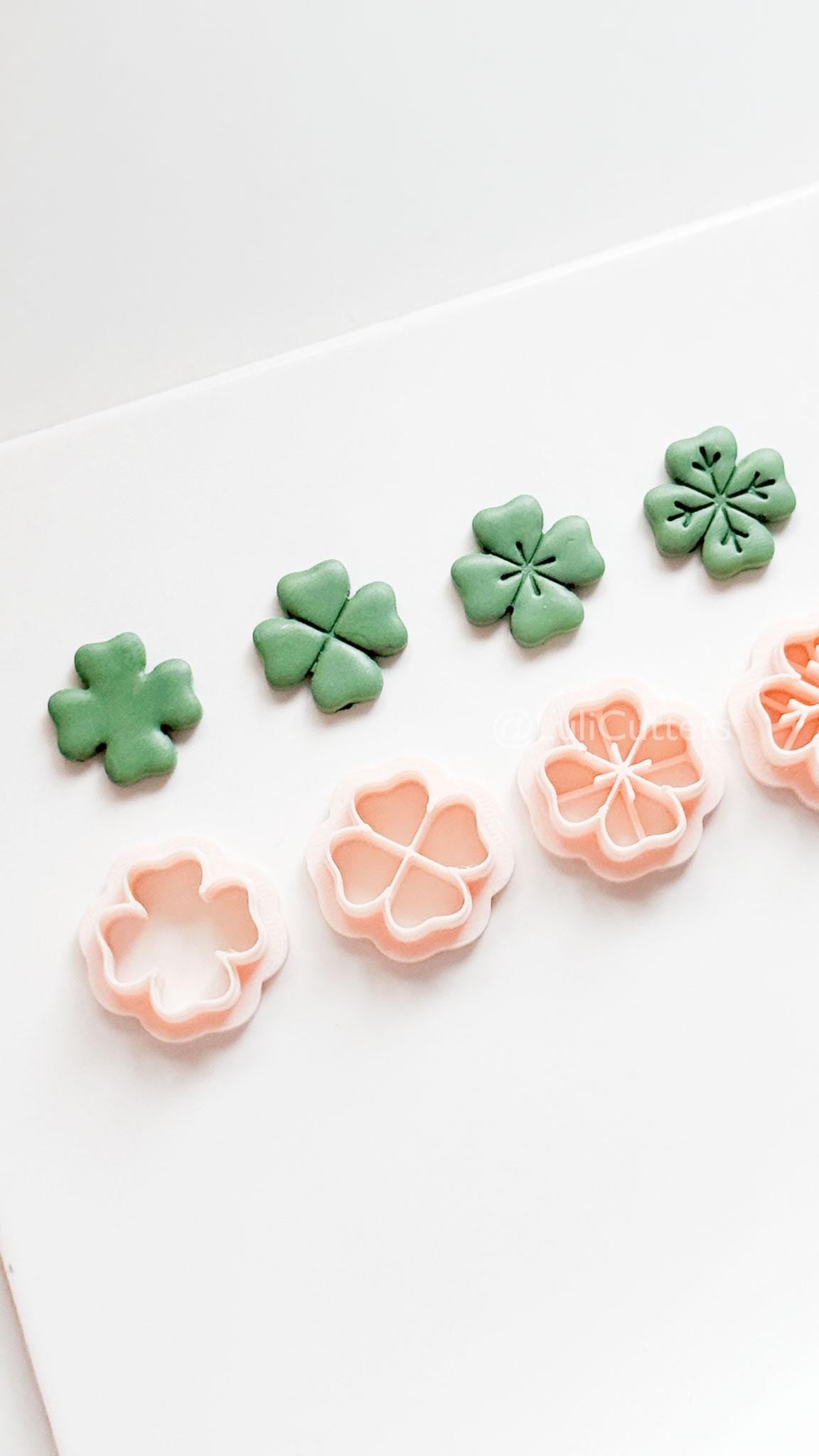 Four Leaf Clover Polymer Clay Cutters: 4 Detail Styles