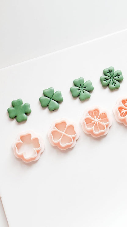 Four Leaf Clover Polymer Clay Cutters: 4 Detail Styles