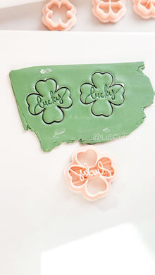 Lucky Clover Polymer Clay Cutter with Script Text Embosser