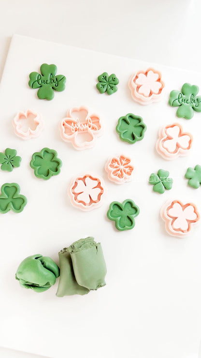 Lucky Clover Polymer Clay Cutter with Script Text Embosser