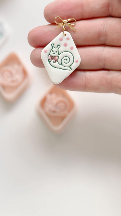 Tiny Snail Polymer Clay Cutter: Embossing Flower Detail Animal Jewelry Tool