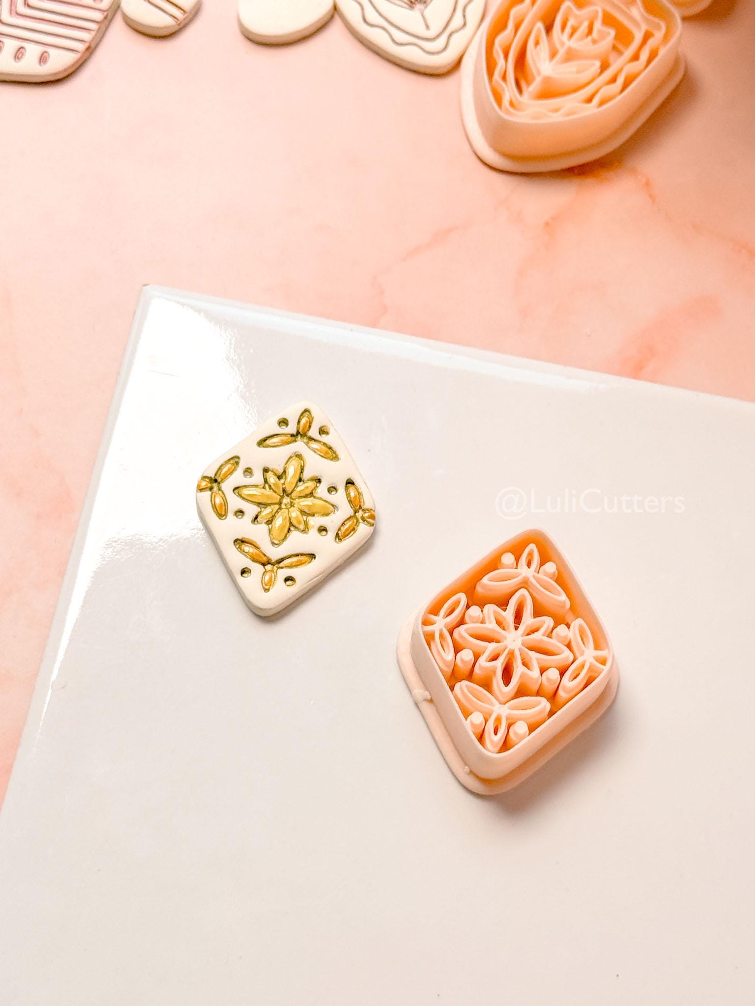 Folk Rosette Clay Cutter: Floral Geometric Pattern Design