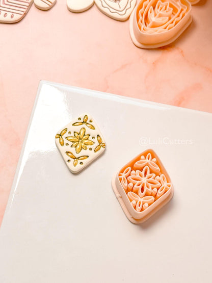 Folk Rosette Clay Cutter: Floral Geometric Pattern Design