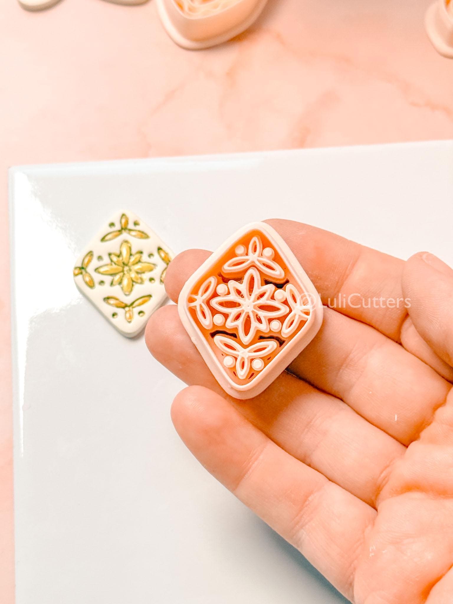 Folk Rosette Clay Cutter: Floral Geometric Pattern Design