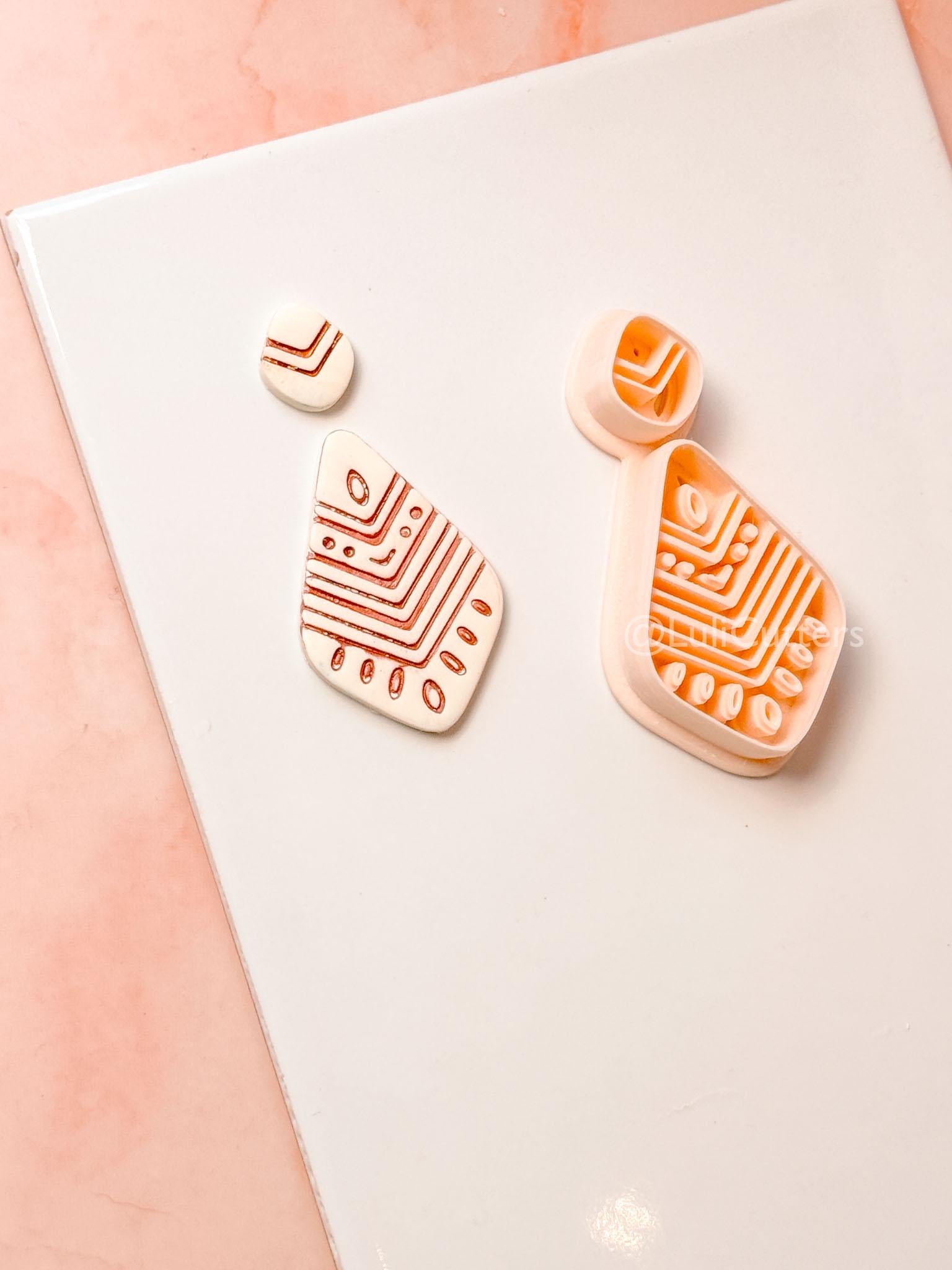 Folk Drop Clay Cutter: Geometric Teardrop Pattern Design