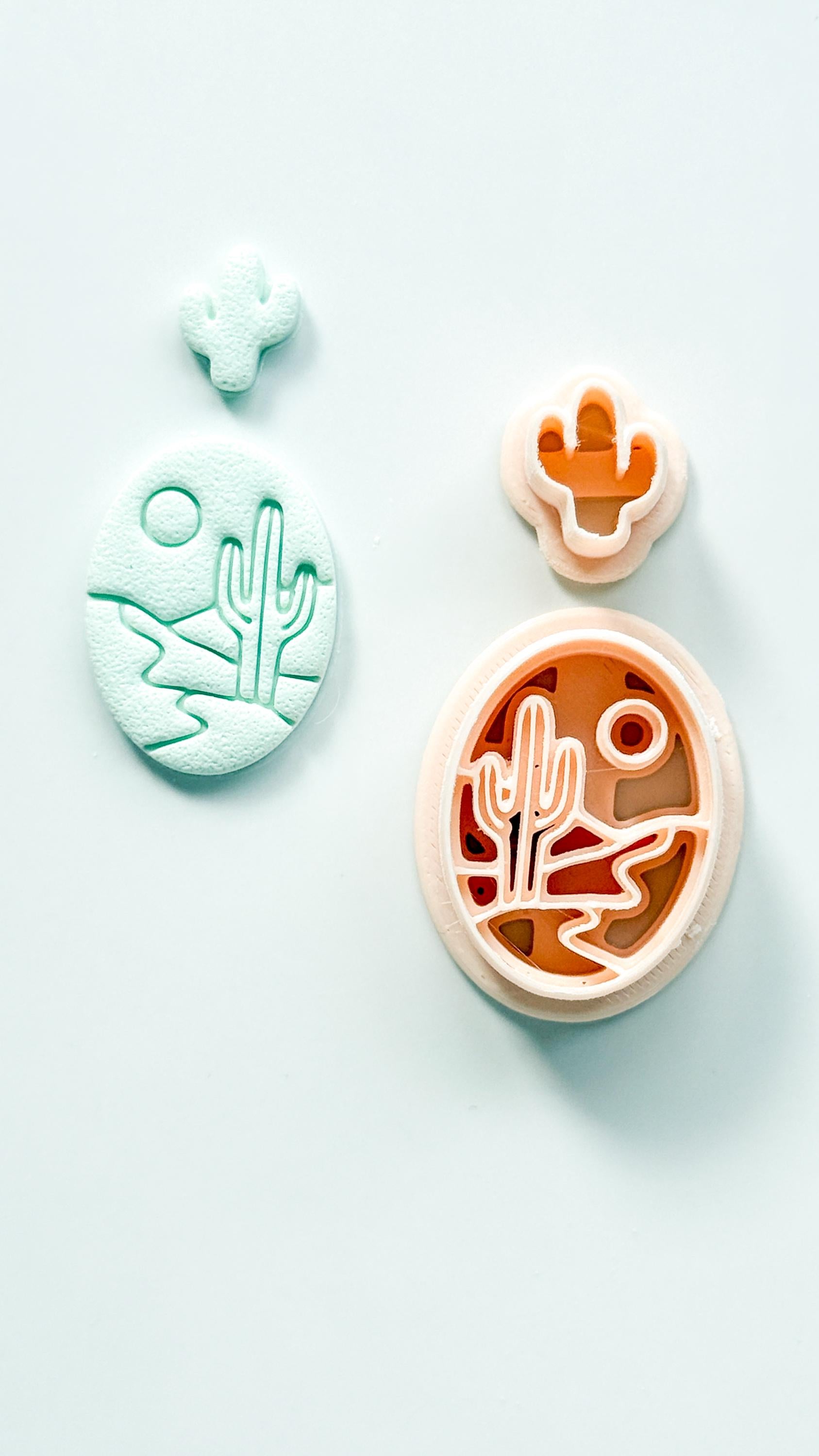 Desert Day Clay Cutter: Cactus Landscape Oval Design