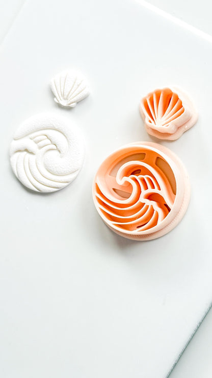 Sea Muse Clay Cutter: Ocean Wave & Shell Motif Design