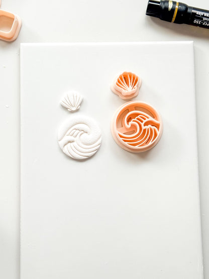 Sea Muse Clay Cutter: Ocean Wave & Shell Motif Design