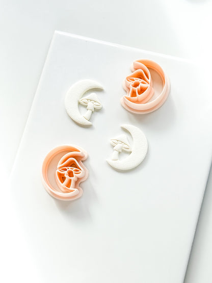 Moon & Mushroom Clay Cutter: Crescent Moon Fantasy Design