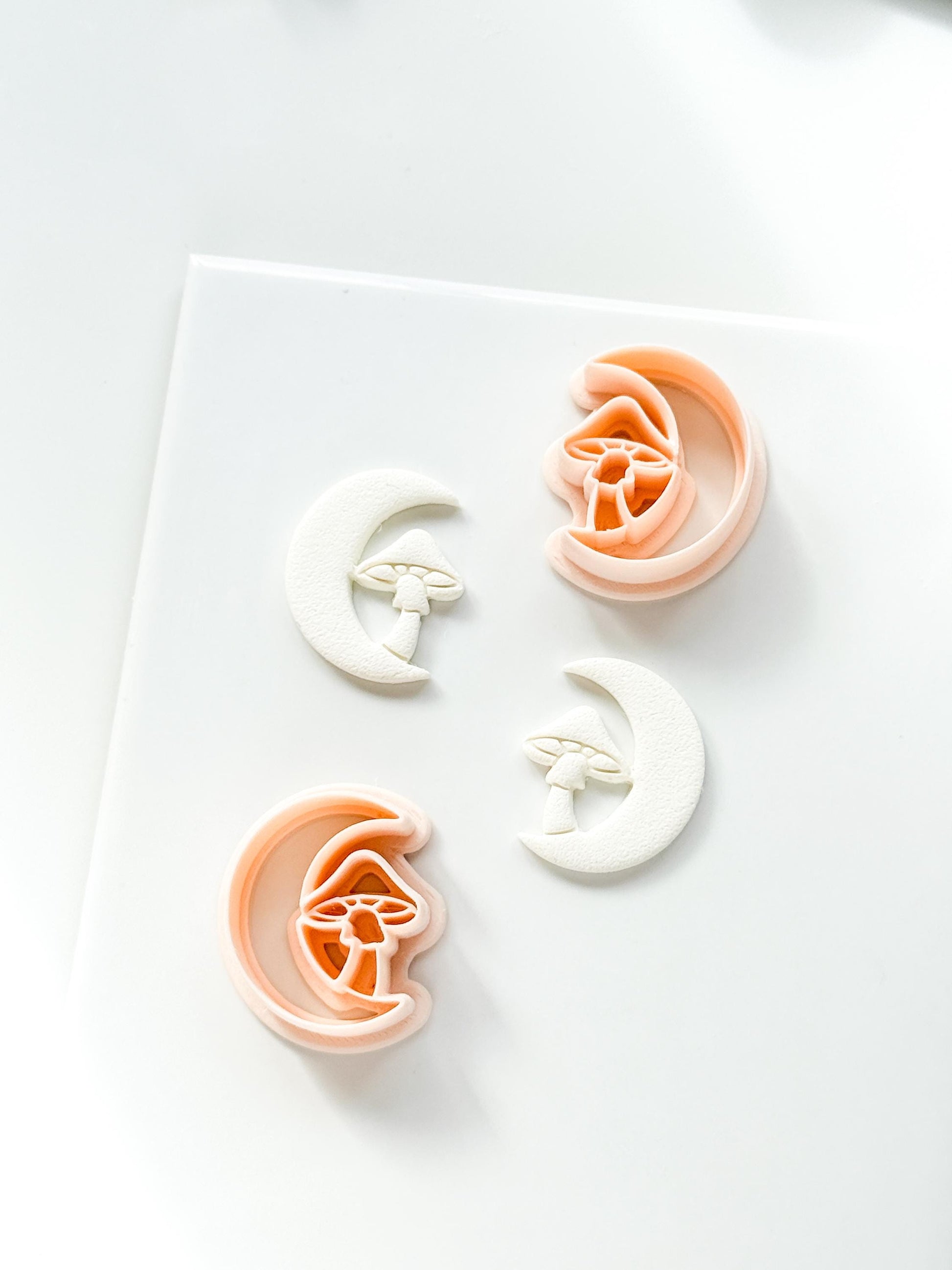 Moon & Mushroom Clay Cutter: Crescent Moon Fantasy Design