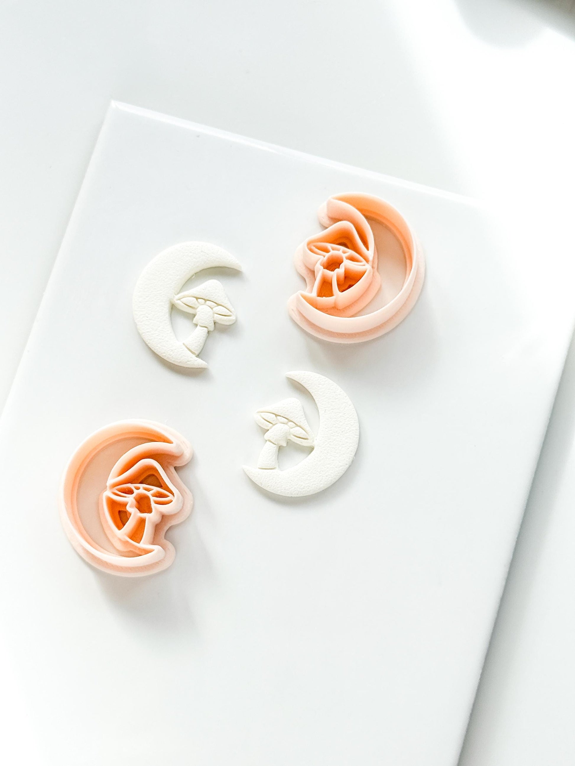 Moon & Mushroom Clay Cutter: Crescent Moon Fantasy Design