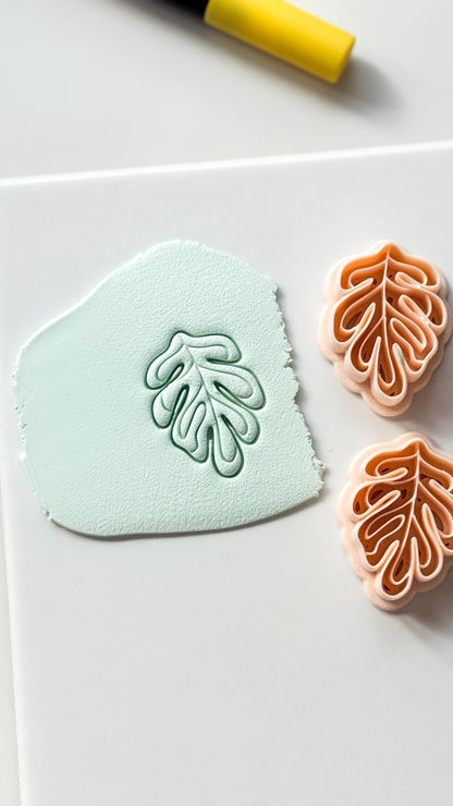 Soft Monstera Clay Cutter: Organic Leaf Line Design