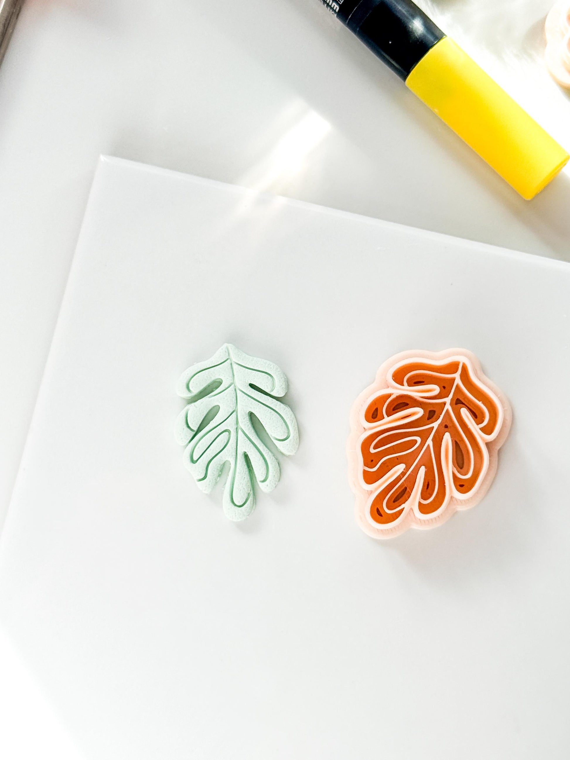 Soft Monstera Clay Cutter: Organic Leaf Line Design