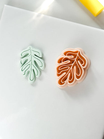 Soft Monstera Clay Cutter: Organic Leaf Line Design