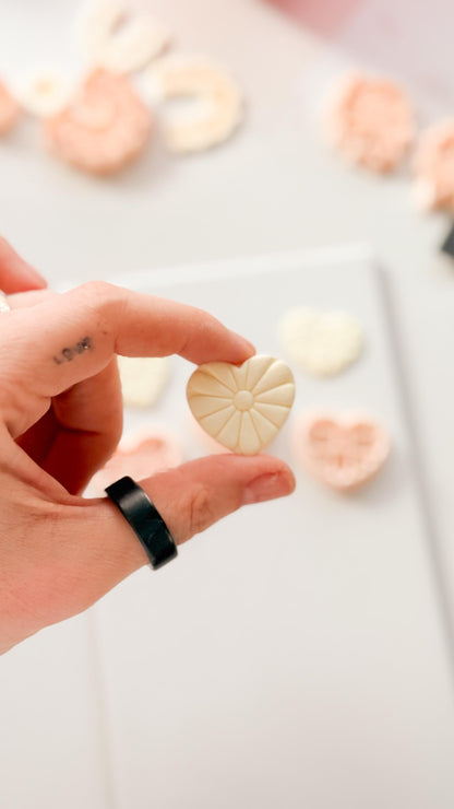 Floral Heart Medley Polymer Clay Cutter: Petal Heart Set