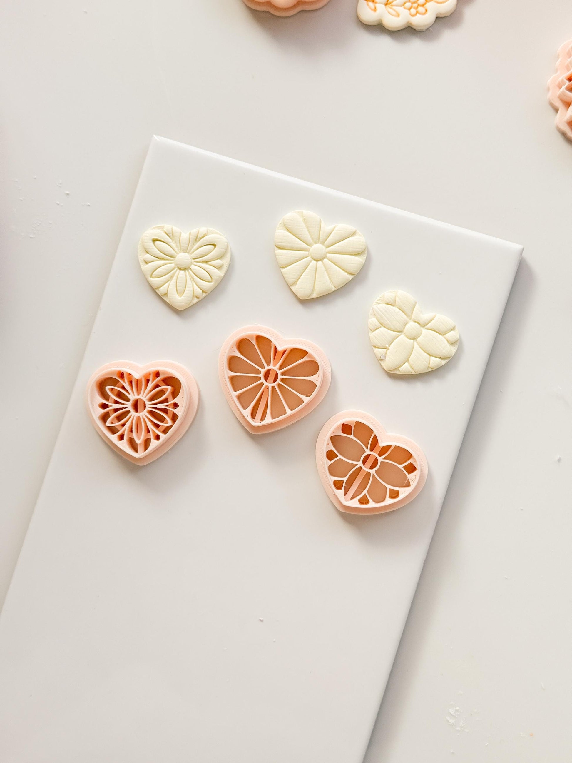Floral Heart Medley Polymer Clay Cutter: Petal Heart Set