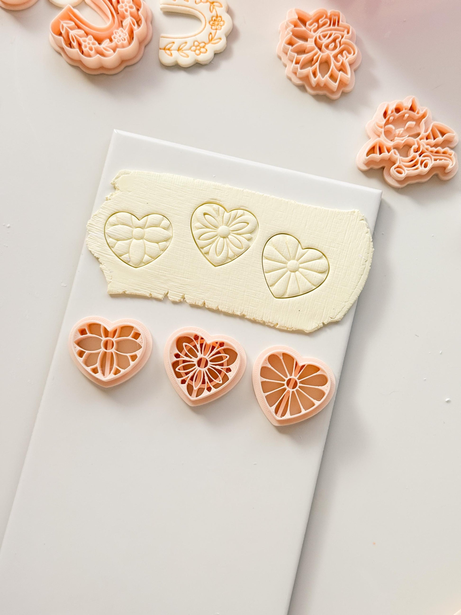 Floral Heart Medley Polymer Clay Cutter: Petal Heart Set