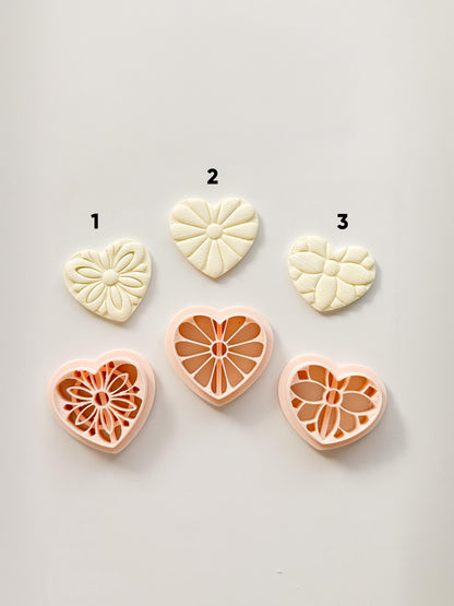 Floral Heart Medley Polymer Clay Cutter: Petal Heart Set