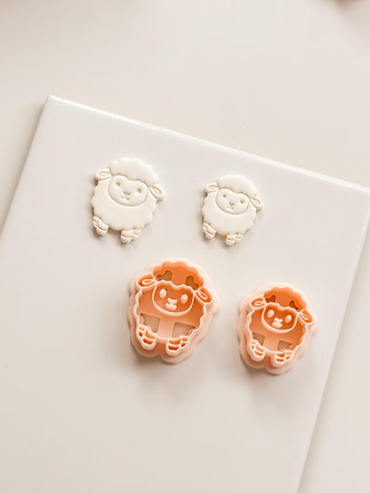 Spring Lamb Polymer Clay Cutter: Embossed Sheep Shape for Easter Earrings