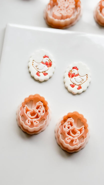 Cutey Chick Cutter: Oval Chicken Earring Shape for Polymer Clay