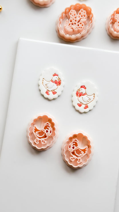 Cutey Chick Cutter: Oval Chicken Earring Shape for Polymer Clay
