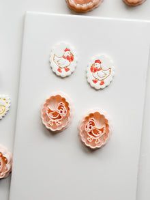 Cutey Chick Cutter: Oval Chicken Earring Shape for Polymer Clay