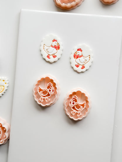 Cutey Chick Cutter: Oval Chicken Earring Shape for Polymer Clay