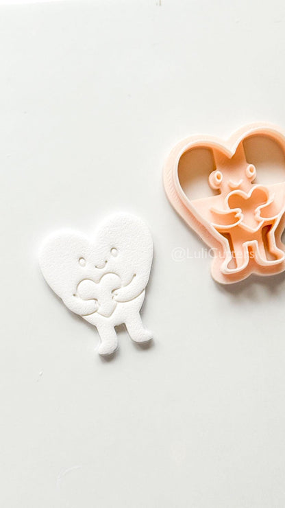 Huggy Heart Character Polymer Clay Cutter