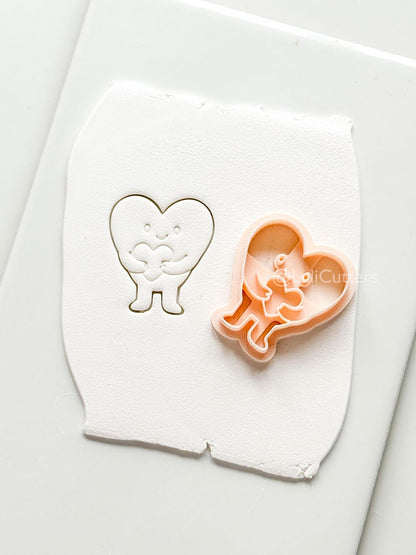 Huggy Heart Character Polymer Clay Cutter