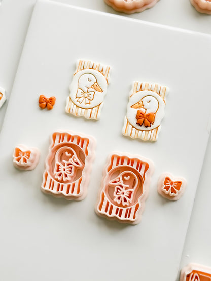 Poki Duck Frame Cutter: Striped Rectangle Polymer Clay