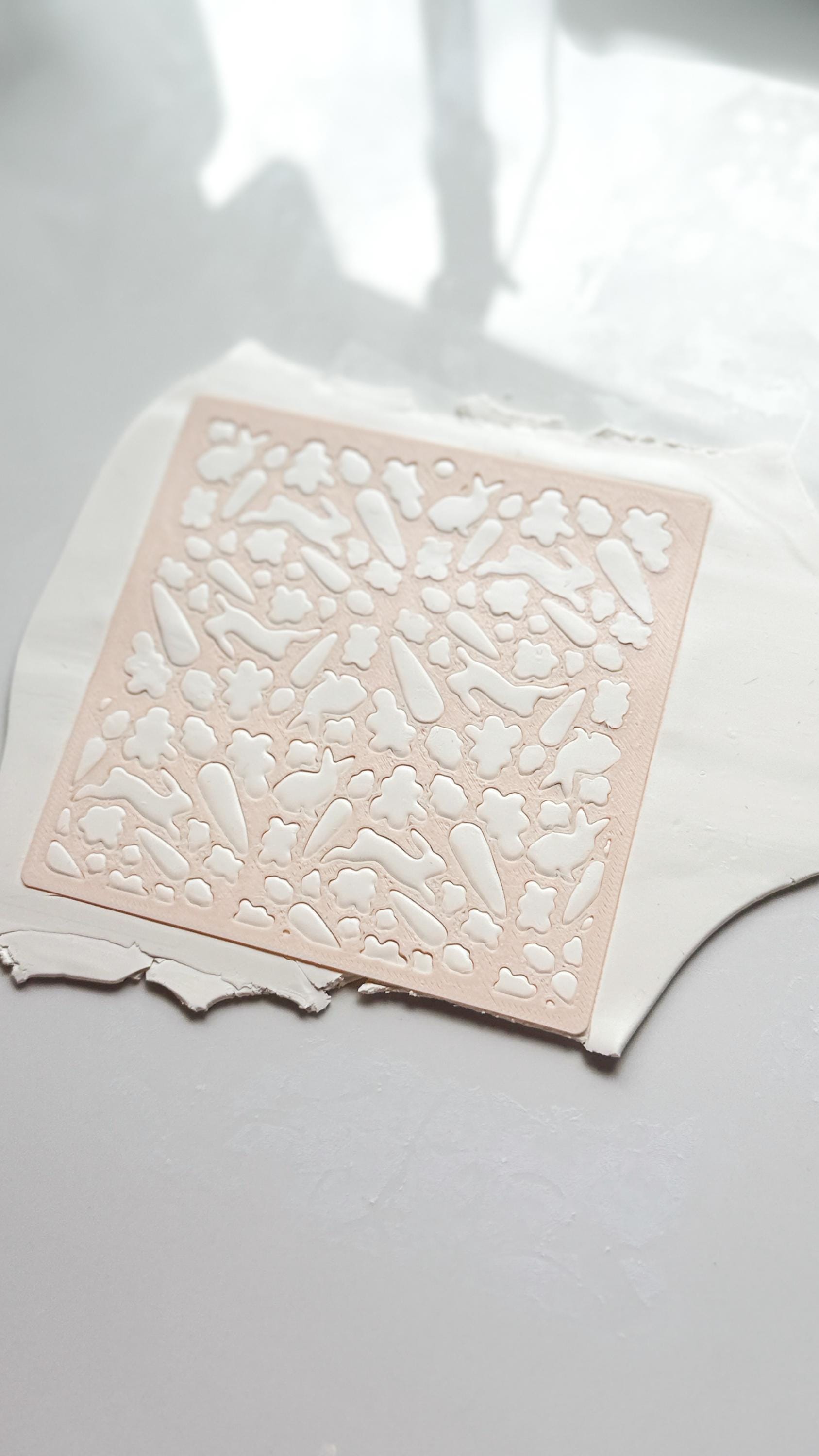 Easter Garden Stencil: Bunny and Carrot Pattern for Polymer Clay