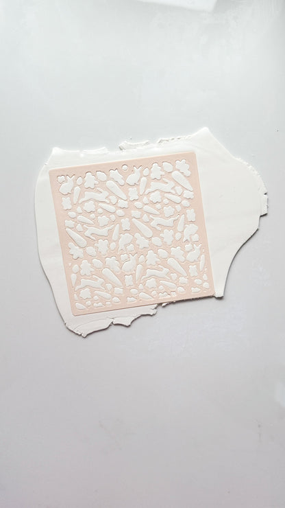 Easter Meadow Stencil: Bunny and Chick Pattern for Polymer Clay