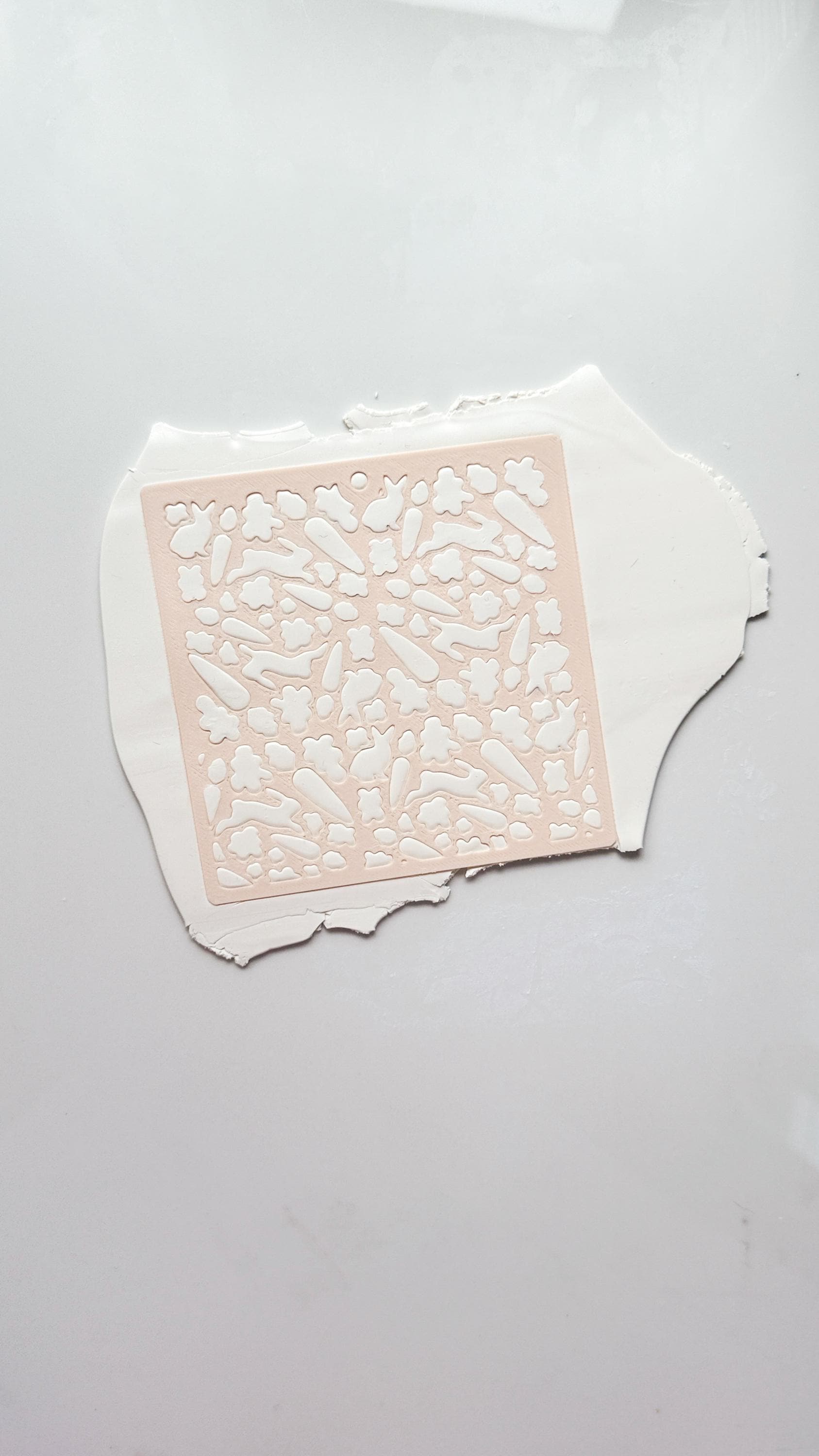 Easter Garden Stencil: Bunny and Carrot Pattern for Polymer Clay