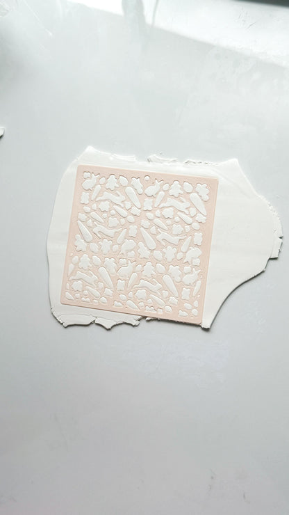 Easter Garden Stencil: Bunny and Carrot Pattern for Polymer Clay