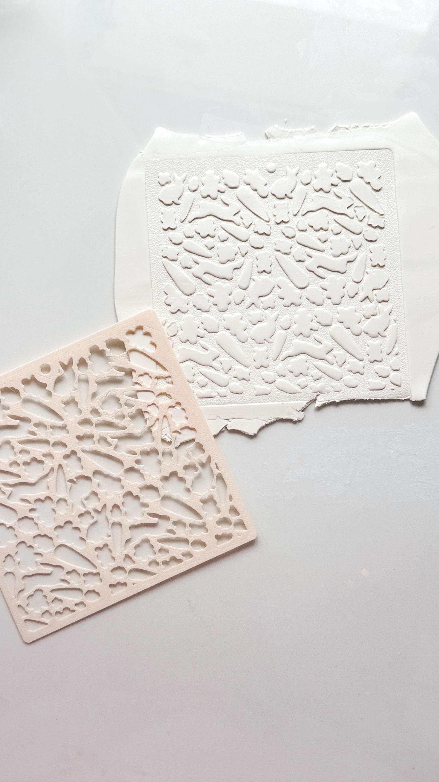 Easter Meadow Stencil: Bunny and Chick Pattern for Polymer Clay